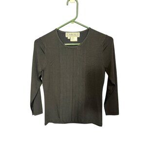 Vintage Carlisle Womens XS Black Ribbed Stretch Long-Sleeve Top
